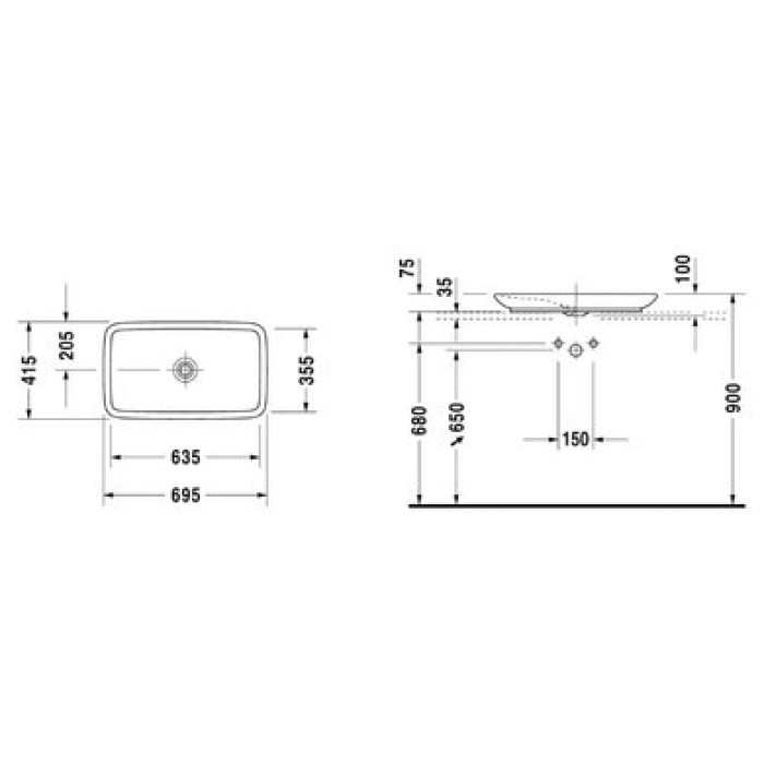 Плитка керамогранит Керамическая раковина 70 см Duravit PuraVida 0370700000 для пола