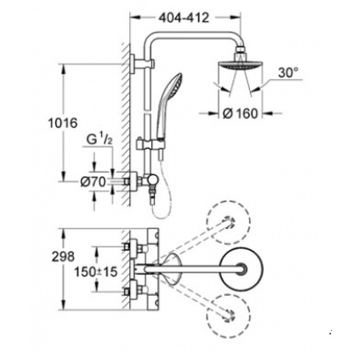 Плитка керамогранит Душевая система Grohe Euphoria 180 (27420001) для пола