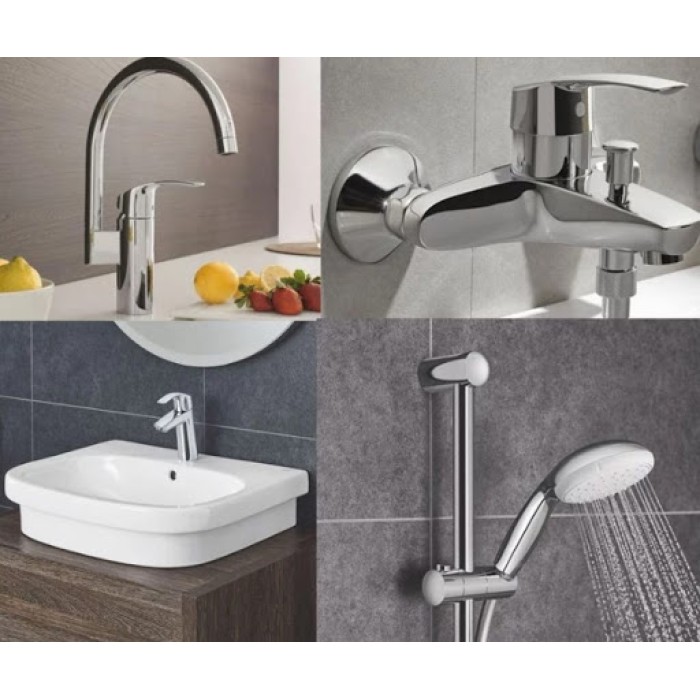 Grohe Набор смесителей Eurosmart 4 в 1 для ванны и кухни (123248MK)