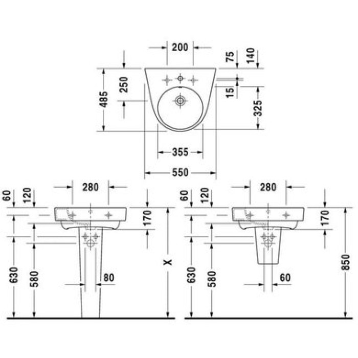 Плитка керамогранит Керамическая раковина 55 см Duravit Starck 2 2323550000 для пола