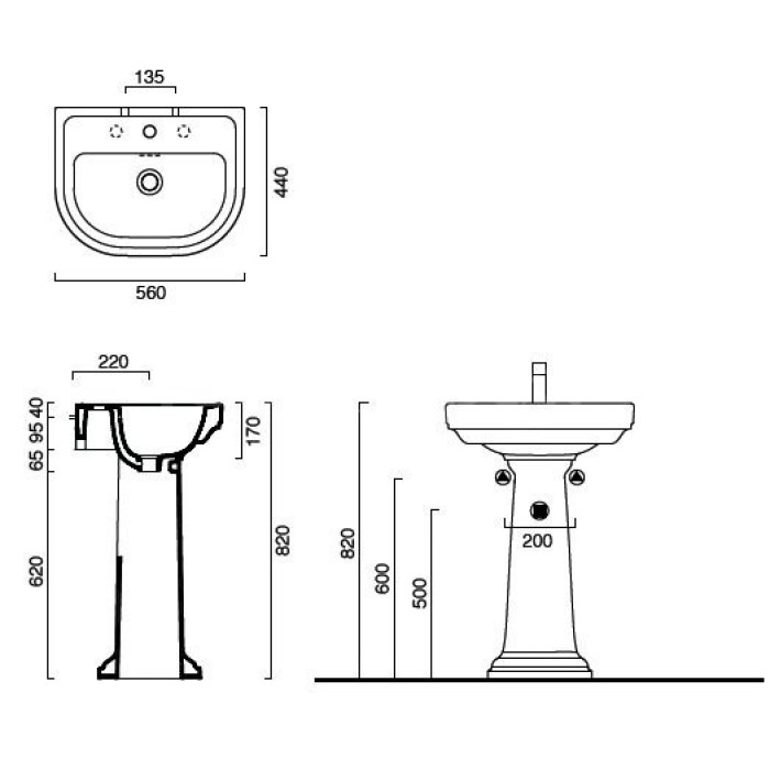 Керамическая раковина 56 см Catalano Canova Royal