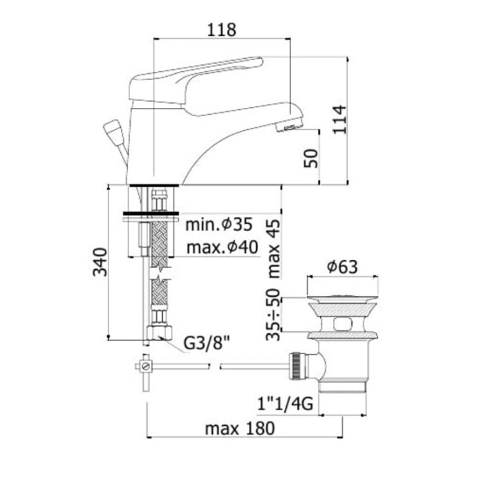 Смеситель для раковины Paffoni Nettuno (CRNT075)