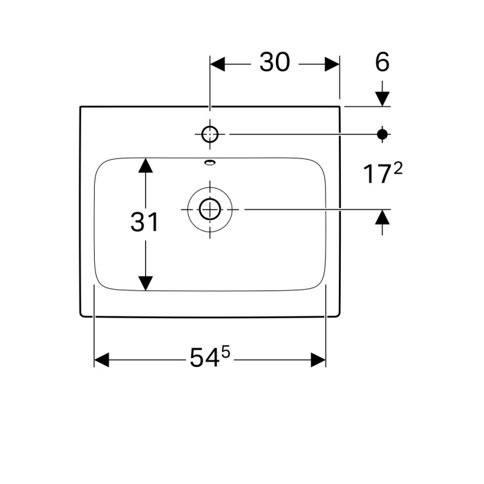 124060000 Geberit iCon Умывальник 60 см, с отверстием, с переливом, белый