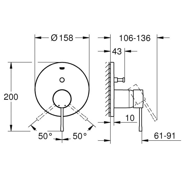 Grohe Essence Смеситель однорычажный с переключателем на 2 положения (24058A01)