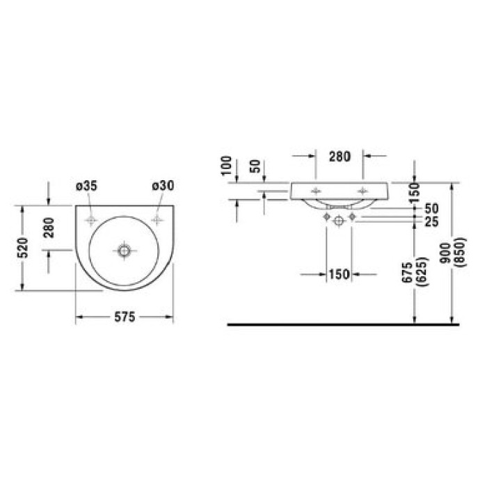 Плитка керамогранит Керамическая раковина 57,5 см Duravit Architec 0449580000 для пола