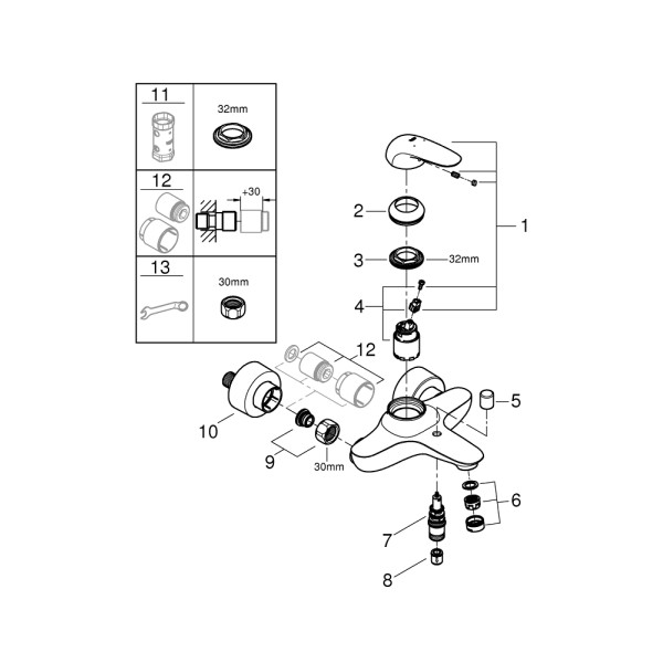 Grohe Eurostyle Смеситель однорычажный для ванны (23726LS3)