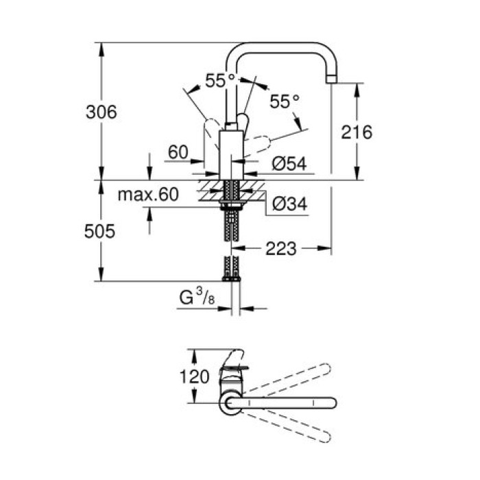 Смеситель для кухни Grohe Eurodisc cosmopolitan 32259002