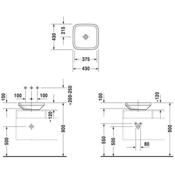 Плитка керамогранит Керамическая раковина 43 см Duravit DuraStyle 0349430000 для пола