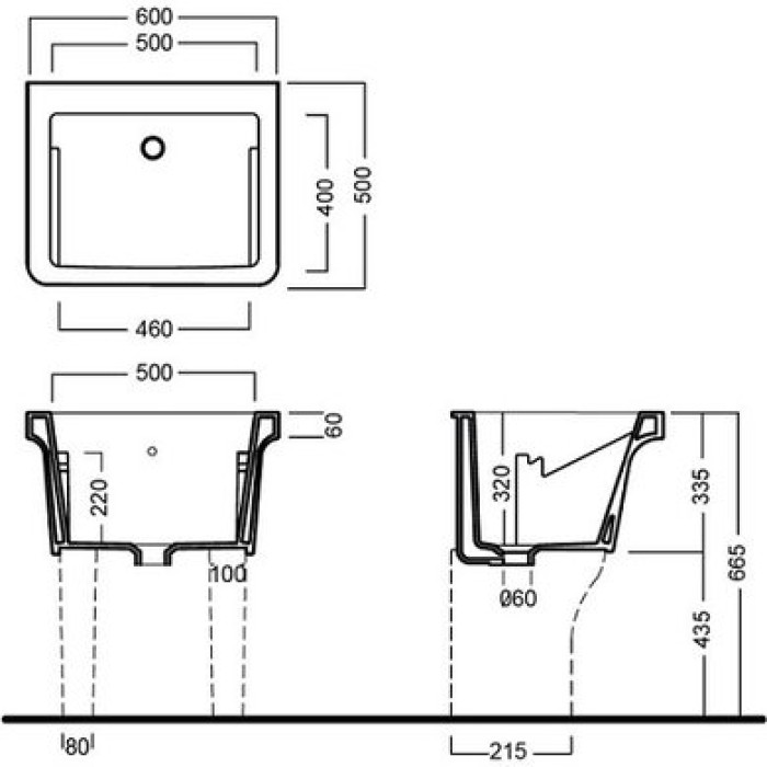Керамическая раковина 60 см Hatria Specials, белый (Y1VD01)