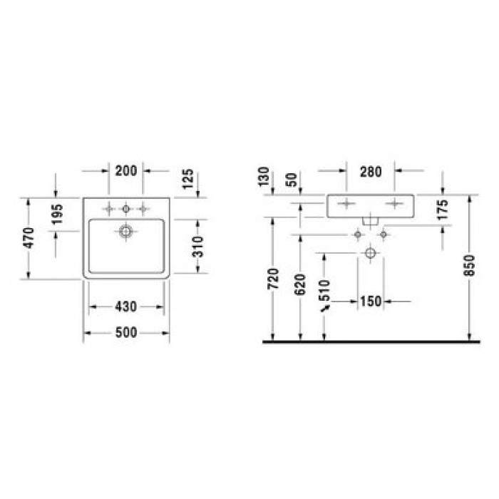 Плитка керамогранит Керамическая раковина 50 см Duravit Vero, черная 0454500827 для пола