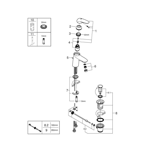 Grohe Eurostyle Однорычажный смеситель для раковины S-Size (23708003)
