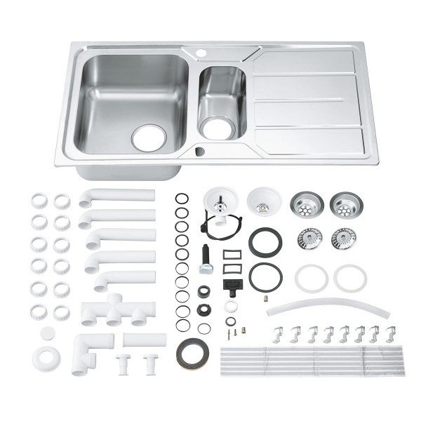 Мойдка для кухни Grohe 970x500 мм с эксцентриком, 2 чаши, матовая (31572SD0)