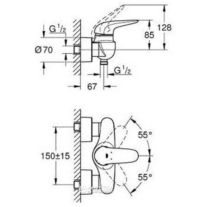 Grohe Eurostyle Смеситель однорычажный для душа (23722LS3)