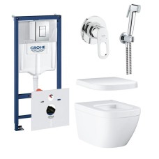 Инсталляция GROHE  Rapid SL + Euro Ceramic WC wall hung rimless (38772001+37131000+39328000+39330001) + BauLoop + New Tempesta-F Trigger Spray (29042000+28105000+27512001+28628000)
