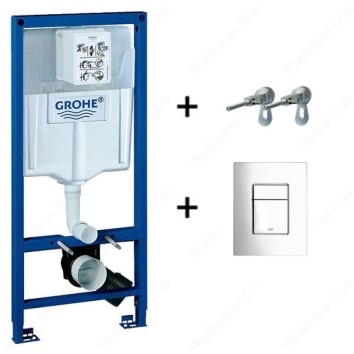 Инсталляция для унитаза Grohe Rapid SL 38772001 с клавишей смыва Skate Cosmopolitan 38775001 и звукоизолирующей прокладкой 37131