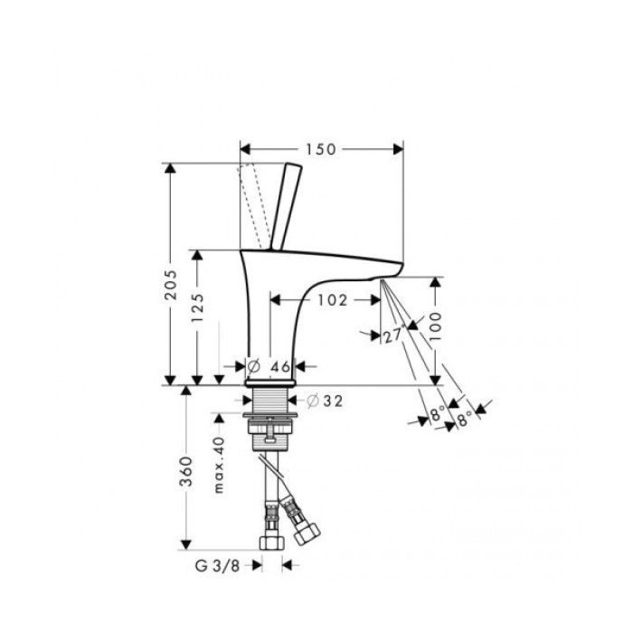 Смеситель для раковины Hansgrohe PuraVida 100 15075000