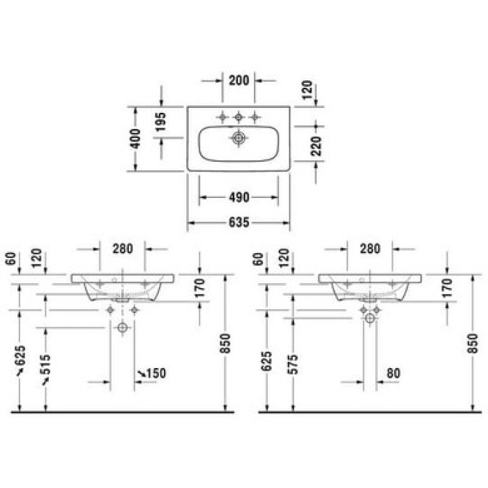 Плитка керамогранит Керамическая раковина 63,5 см Duravit DuraStyle 2337630000 для пола