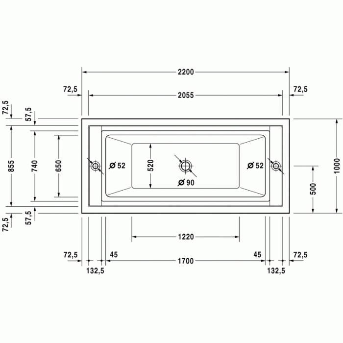 Sundeck ванна прямоугольная 205,5 см 700126000000000 в интернет-магазине «Estet Room»
