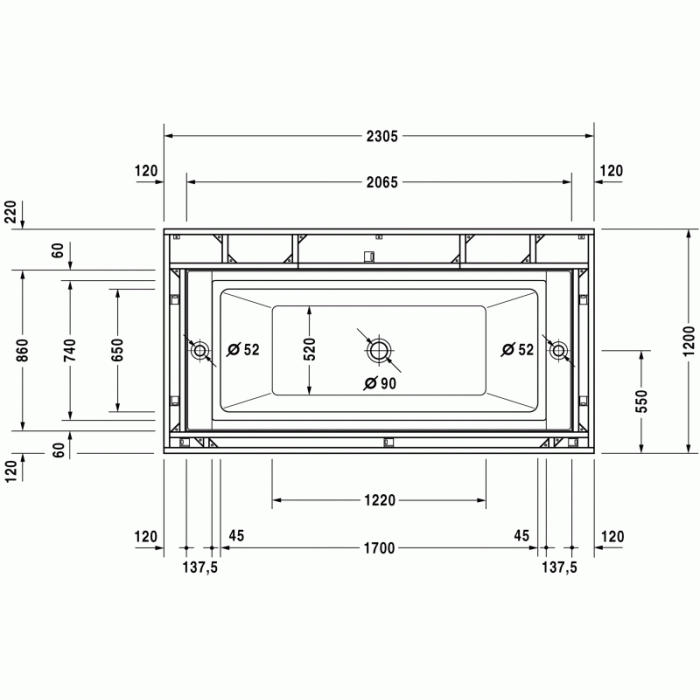 Sundeck ванна прямоугольная 205,5 см 700126000000000 в интернет-магазине «Estet Room»
