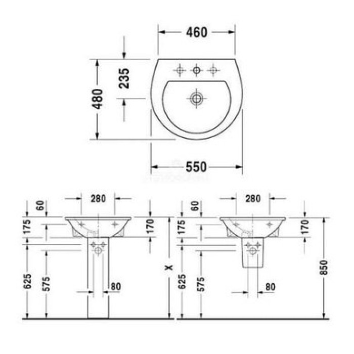 Плитка керамогранит Керамическая раковина 55 см Duravit Darling New 2621550000 для пола