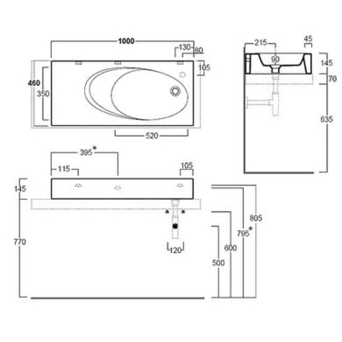 Керамическая раковина 100 см Simas Bohemien BO 14