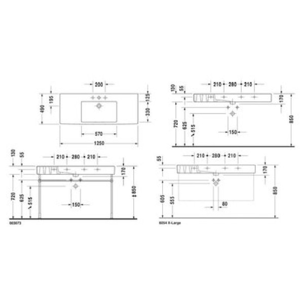 Плитка керамогранит Керамическая раковина 125 см Duravit Vero 0329120000 для пола