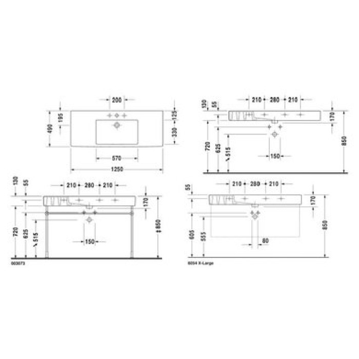 Плитка керамогранит Керамическая раковина 125 см Duravit Vero 0329120000 для пола