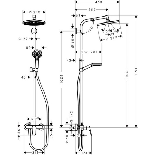 Душевая система Hansgrohe Crometta S 240 (27269000)