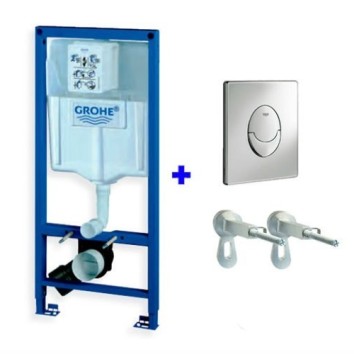Инсталляция для унитаза Grohe Rapid SL 38721001 комплект 3 в 1 с клавишей смыва и кремплениями