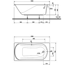 Ванна акриловая Kolo Comfort XWP3050 150x75 с ножками