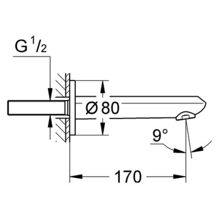 Grohe Eurodisc Cosmopolitan Излив для ванны настенный (13278002)