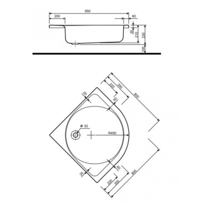 Душевой поддон KOLO DEEP 80x80 xBN0380000