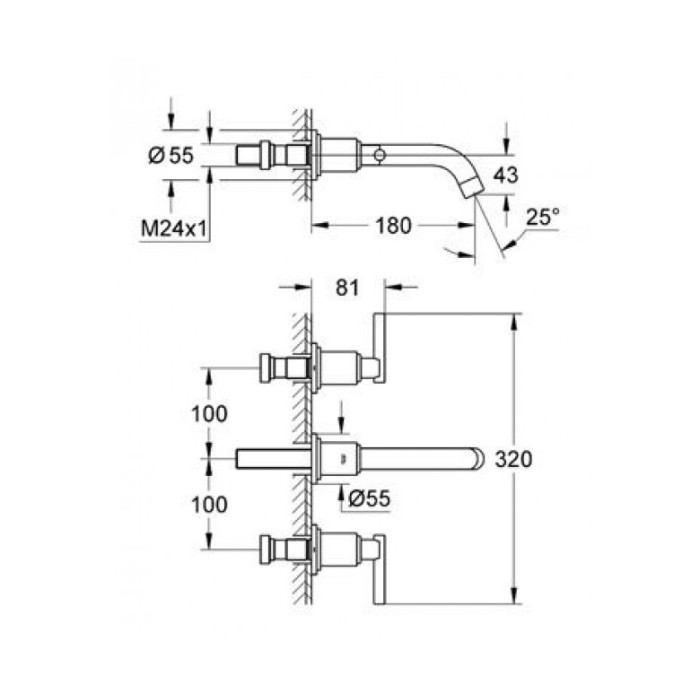 Grohe Atrio Смеситель для раковины на три отверстия S-Size (20169000) Grohe Atrio Смеситель для раковины на три отверстия S-Size (20169000)