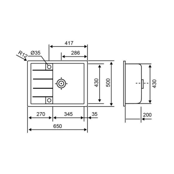 Кухонная мойка Lidz 650x500/200 COL-06 (LIDZCOL06650500200)