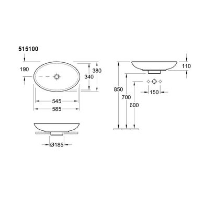 Керамическая раковина Villeroy & Boch Loop & Friends CeramicPlus 515100R1