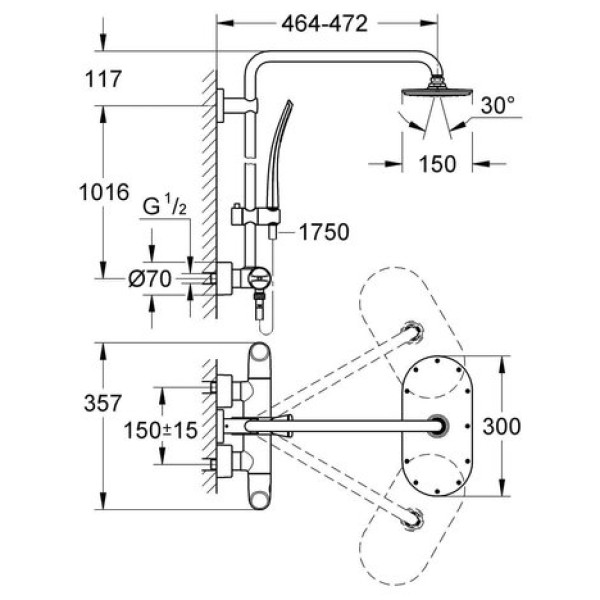 Душевая система Grohe Rainshower System Veris 300 27472000