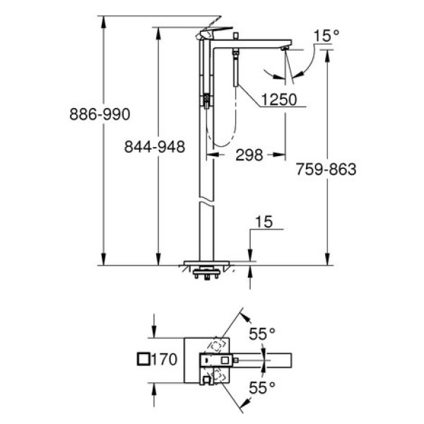 Напольный смеситель Grohe Eurocube 23672001