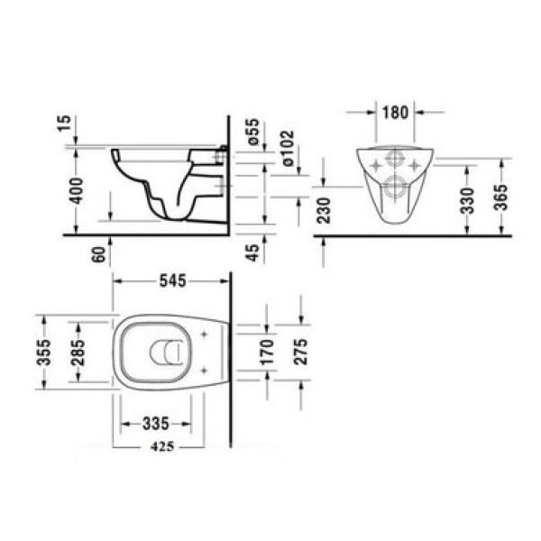 Плитка керамогранит Подвесной унитаз Duravit D-Code 2535090000 для пола