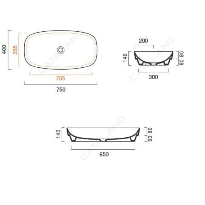Керамическая раковина 75 см Catalano Green Lux Керамическая раковина 75 см Catalano Green Lux