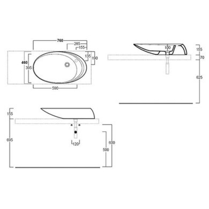 Керамическая раковина 76 см Simas Bohemien, bianco glossy BO 12