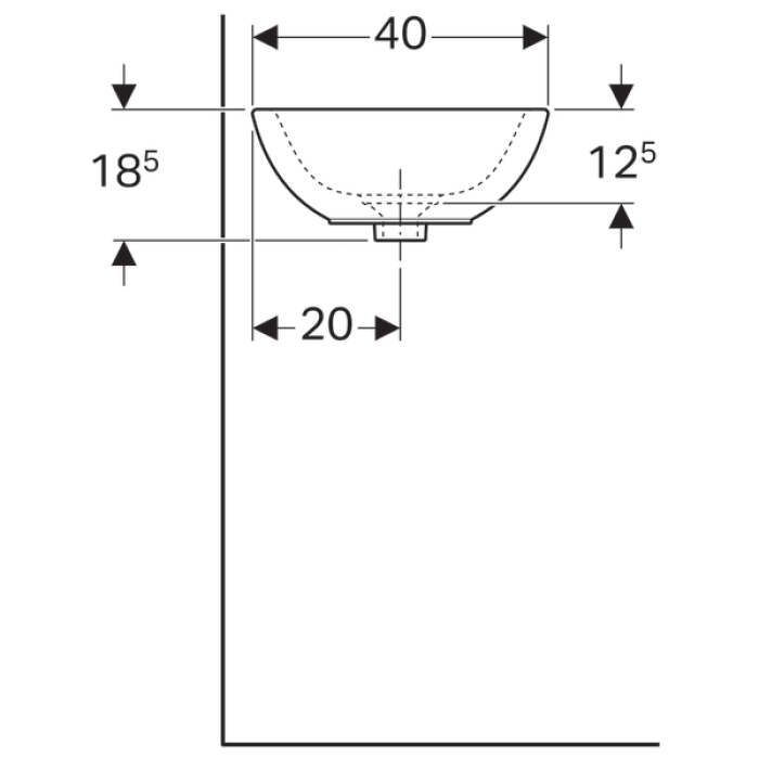Раковина на столешницу, Geberit Citterio 500.542.01.1, 560х400 мм, без отв. под смеситель, без перелива