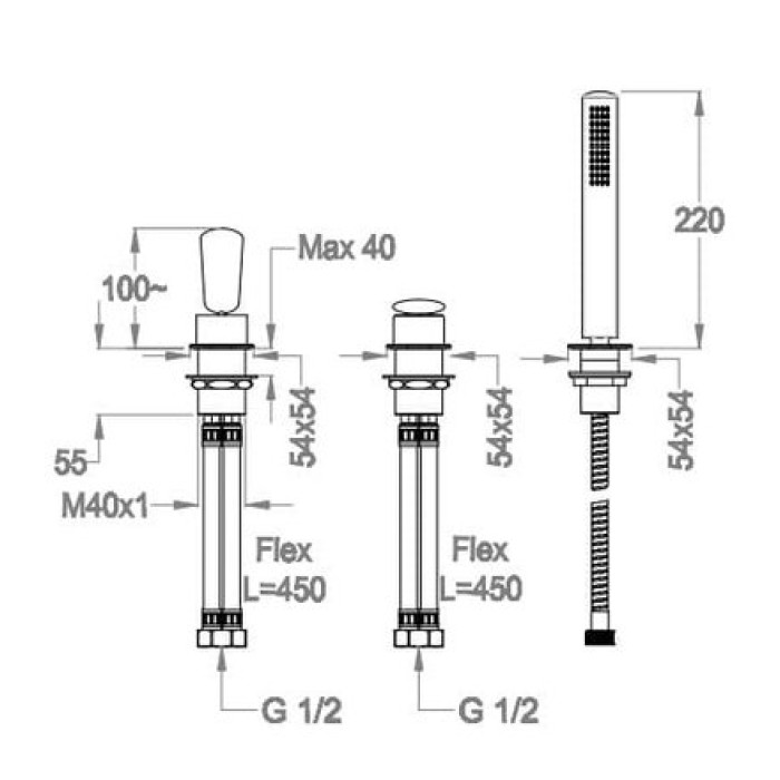 Смеситель для ванны Fir Dynamica JK 89 (89.4844.2.10.00)