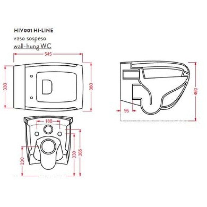 Подвесной унитаз Artceram Hi-Line (HIV001 01;50) white glossy/black bicolor