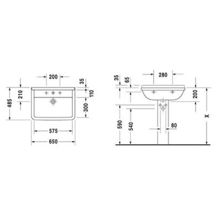 Плитка керамогранит Керамическая раковина 65 см Duravit Starck 3 0300650000 для пола