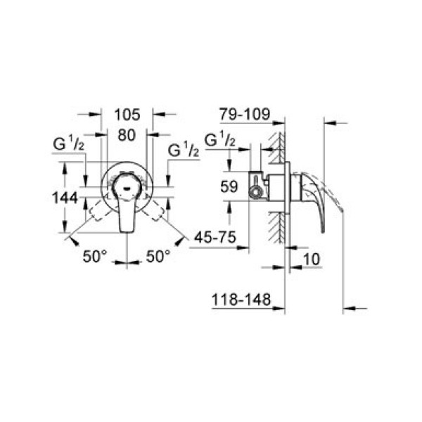 Grohe BauCurve Смеситель однорычажный для душа (29044000)