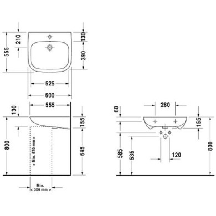 Плитка керамогранит Керамическая раковина 60 см Duravit D-Code 2312600000 для пола