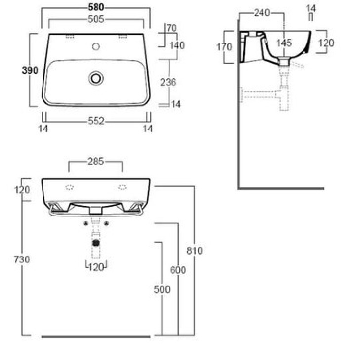 Керамическая раковина 90 см Simas Degrade, antracite matt DE 12