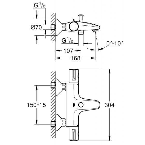 Grohe Grohtherm 800 Термостат для ванны с регулируемым аэратором (34576000)