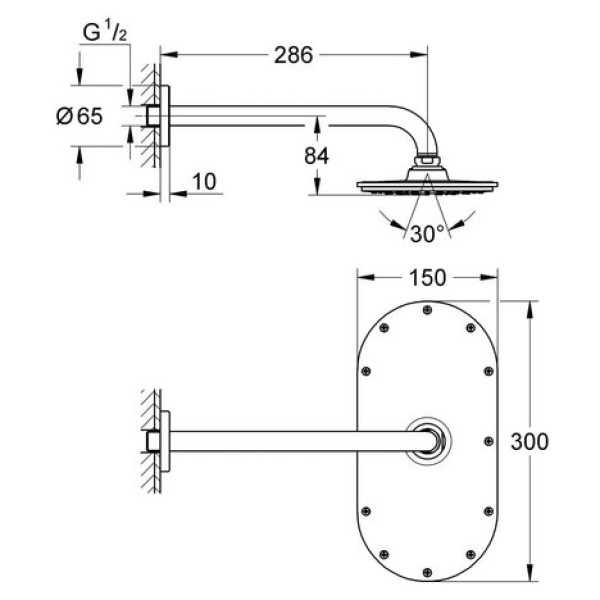 Верхний душ Grohe Rainshower Veris 300 26068000