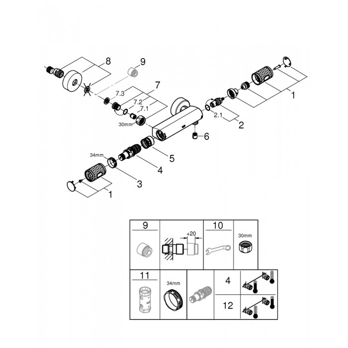 Grohe Grohtherm 1000 Performance Термостат для душа (34776000)